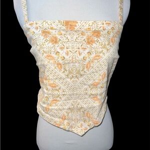 Show Me Your MuMu Handkerchief Cropped Square-Neck Floral Tank Halter Top Large